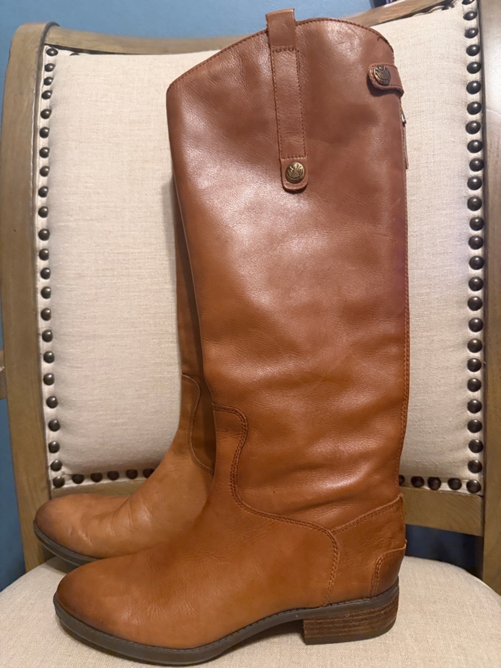 Sam Edelman “Penny” Tall Cognac Brown Leather Riding Boots, Size 7M